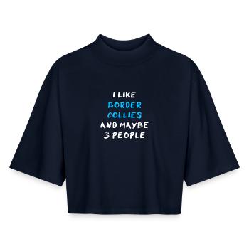 Border Collie - Boxy Women's Recycled 1/2 Sleeved T-Shirt by Stanley/Stella - navy - Front - AI Model Female 172 light (172cm)