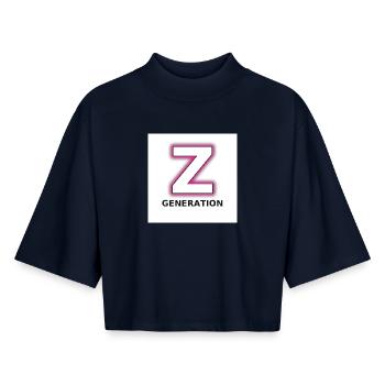 Génération Z Neon Z - T-shirt femme coupe boxy recyclé manches mi-longues Stanley/Stella - marine - Devant - AI Model Female 172 light (172cm)