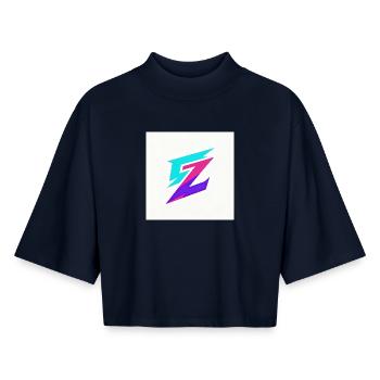 ZickZack Neon Gradient Logo - Boxy Frauen Recyceltes 1/2 Sleeved T-Shirt by Stanley/Stella - Navy - Vorne - AI Model Female 172 light (172cm)