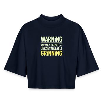Funny Dentist Dental Assistant Grin Design  - Boxy Women's Recycled 1/2 Sleeved T-Shirt by Stanley/Stella - navy - Front - AI Model Female 172 light (172cm)