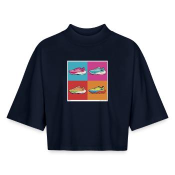 Pop Art Trainer - Boxy Women's Recycled 1/2 Sleeved T-Shirt by Stanley/Stella - navy - Front - AI Model Female 172 light (172cm)
