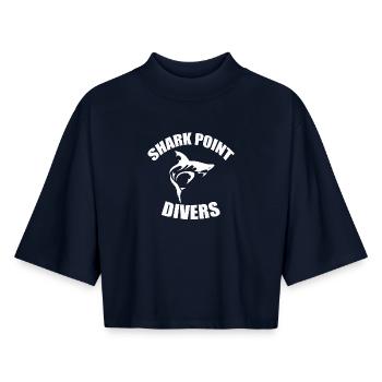 SHARK POINT DIVERS - Boxy Women's Recycled 1/2 Sleeved T-Shirt by Stanley/Stella - navy - Front - AI Model Female 172 light (172cm)