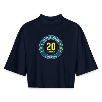 Plombier 20 ans 20e anniversaire - T-shirt femme coupe boxy recyclé manches mi-longues Stanley/Stella - marine - Devant - AI Model Female 172 light (172cm)