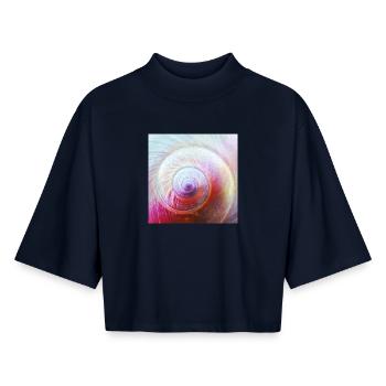 Spiralenschale - Boxy Frauen Recyceltes 1/2 Sleeved T-Shirt by Stanley/Stella - Navy - Vorne - AI Model Female 172 light (172cm)