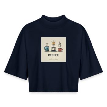 Coffee Code Design - Boxy Women's Recycled 1/2 Sleeved T-Shirt by Stanley/Stella - navy - Front - AI Model Female 172 light (172cm)