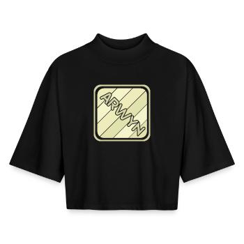 Nom de la fille Arwyn - T-shirt femme coupe boxy recyclé manches mi-longues Stanley/Stella - noir - Devant - AI Model Female 172 light (172cm)