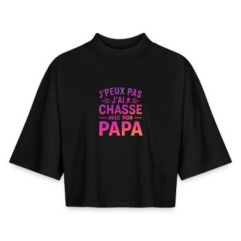 ChassePapa – I can't - Boxy Women's Recycled 1/2 Sleeved T-Shirt by Stanley/Stella - black - Front - AI Model Female 172 light (172cm)
