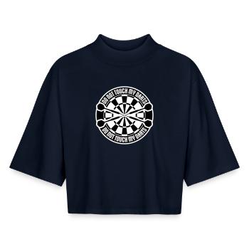 Do Not Touch My Darts Warnung Dartspieler Humor - Boxy Frauen Recyceltes 1/2 Sleeved T-Shirt by Stanley/Stella - Navy - Vorne - AI Model Female 172 light (172cm)