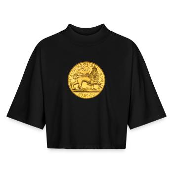 1889-1897 Menelik II Tripes de Juda Lion de Juda - T-shirt femme coupe boxy recyclé manches mi-longues Stanley/Stella - noir - Devant - AI Model Female 172 light (172cm)