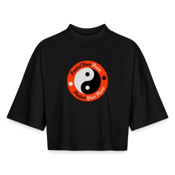 Protégez votre paix Santé mentale Pleine conscience - T-shirt femme coupe boxy recyclé manches mi-longues Stanley/Stella - noir - Devant - AI Model Female 172 light (172cm)