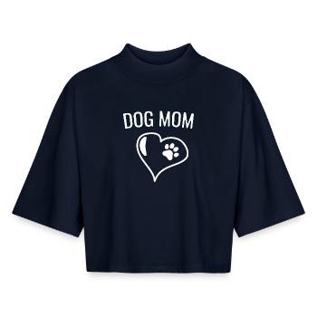 Dog Mom Herz mit Pfote - Hundemama Geschenk - Boxy Frauen Recyceltes 1/2 Sleeved T-Shirt by Stanley/Stella - Navy - Vorne - AI Model Female 172 light (172cm)