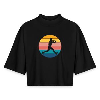 Tennis - Boxy Women's Recycled 1/2 Sleeved T-Shirt by Stanley/Stella - black - Front - AI Model Female 172 light (172cm)