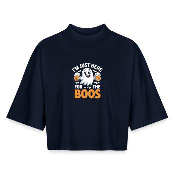 Ich bin nur wegen des Boos-lustigen Halloween-T-Shirts hier - Boxy Frauen Recyceltes 1/2 Sleeved T-Shirt by Stanley/Stella - Navy - Vorne - AI Model Female 172 light (172cm)