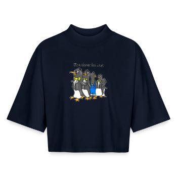 Tailcoat Order - Funny Penguin Cartoon - Boxy Women's Recycled 1/2 Sleeved T-Shirt by Stanley/Stella - navy - Front - AI Model Female 172 light (172cm)