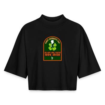 ST. PATRICK'S DAY - Boxy Frauen Recyceltes 1/2 Sleeved T-Shirt by Stanley/Stella - Schwarz - Vorne - AI Model Female 172 light (172cm)