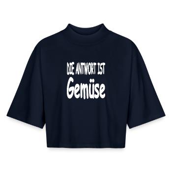 Vegetable - Boxy Women's Recycled 1/2 Sleeved T-Shirt by Stanley/Stella - navy - Front - AI Model Female 172 light (172cm)