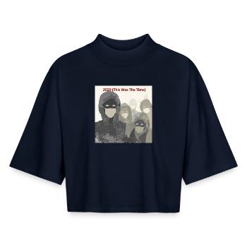 Masked Collective 2020 - Boxy Frauen Recyceltes 1/2 Sleeved T-Shirt by Stanley/Stella - Navy - Vorne - AI Model Female 172 light (172cm)