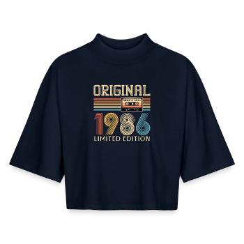 40th birthday, 40 years, original 1986 - Boxy Women's Recycled 1/2 Sleeved T-Shirt by Stanley/Stella - navy - Front - AI Model Female 172 light (172cm)