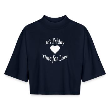 FRIDAY - TIME FOR LOVE - Boxy Frauen Recyceltes 1/2 Sleeved T-Shirt by Stanley/Stella - Navy - Vorne - AI Model Female 172 light (172cm)