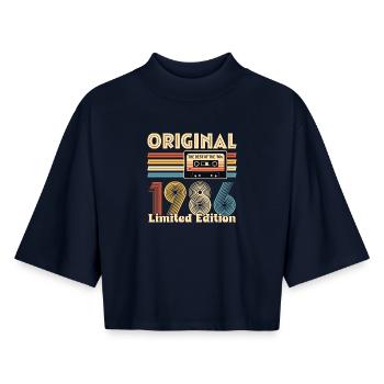 40th birthday, 40 years, original 1986 - Boxy Women's Recycled 1/2 Sleeved T-Shirt by Stanley/Stella - navy - Front - AI Model Female 172 light (172cm)