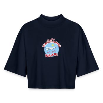 Auf Wiedersehen, England. Lass uns nach Krabi gehen. - Boxy Frauen Recyceltes 1/2 Sleeved T-Shirt by Stanley/Stella - Navy - Vorne - AI Model Female 172 light (172cm)