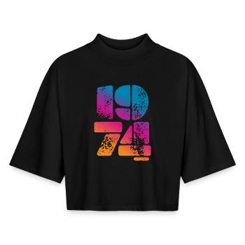 1974 Jahrgang Vintage Geburtstag Geschenk - Boxy Frauen Recyceltes 1/2 Sleeved T-Shirt by Stanley/Stella - Schwarz - Vorne - AI Model Female 172 light (172cm)