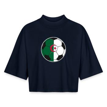 Football - Équipe d’Algérie - T-shirt femme coupe boxy recyclé manches mi-longues Stanley/Stella - marine - Devant - AI Model Female 172 light (172cm)