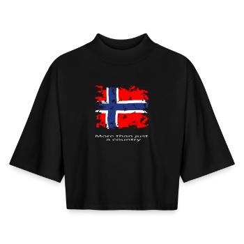 Norway flag vintage - Boxy Women's Recycled 1/2 Sleeved T-Shirt by Stanley/Stella - black - Front - AI Model Female 172 light (172cm)