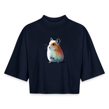 Whistling Hare - Boxy Women's Recycled 1/2 Sleeved T-Shirt by Stanley/Stella - navy - Front - AI Model Female 172 light (172cm)