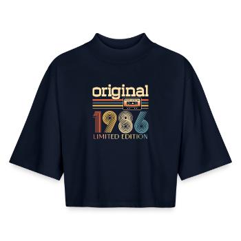 40th birthday, 40 years, original 1986 - Boxy Women's Recycled 1/2 Sleeved T-Shirt by Stanley/Stella - navy - Front - AI Model Female 172 light (172cm)