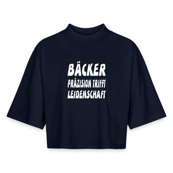Bäcker - Boxy Frauen Recyceltes 1/2 Sleeved T-Shirt by Stanley/Stella - Navy - Vorne - AI Model Female 172 light (172cm)