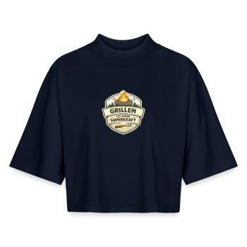 Grillen ist meine Superkraft - Boxy Frauen Recyceltes 1/2 Sleeved T-Shirt by Stanley/Stella - Navy - Vorne - AI Model Female 172 light (172cm)