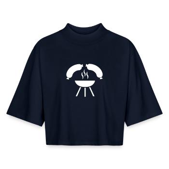 Grill - Boxy Women's Recycled 1/2 Sleeved T-Shirt by Stanley/Stella - navy - Front - AI Model Female 172 light (172cm)