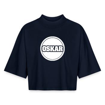 Oskar as a legend - Boxy Women's Recycled 1/2 Sleeved T-Shirt by Stanley/Stella - navy - Front - AI Model Female 172 light (172cm)