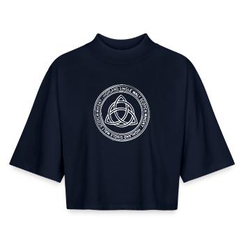Highland Scotch Whisky - Conception de whisky - T-shirt femme coupe boxy recyclé manches mi-longues Stanley/Stella - marine - Devant - AI Model Female 172 light (172cm)