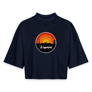Wuppertal Skyline Writing - Boxy Women's Recycled 1/2 Sleeved T-Shirt by Stanley/Stella - navy - Front - AI Model Female 172 light (172cm)