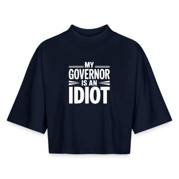 Mein Gouverneur ist ein Idiot - Boxy Frauen Recyceltes 1/2 Sleeved T-Shirt by Stanley/Stella - Navy - Vorne - AI Model Female 172 light (172cm)