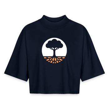 Tree of Life Roots - Boxy Women's Recycled 1/2 Sleeved T-Shirt by Stanley/Stella - navy - Front - AI Model Female 172 light (172cm)