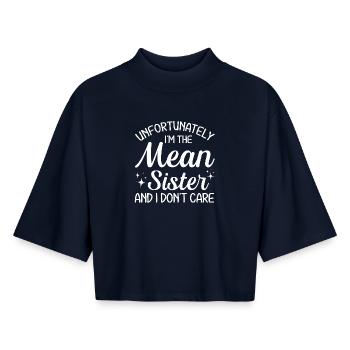 Attitude de Méchante Sœur - T-shirt femme coupe boxy recyclé manches mi-longues Stanley/Stella - marine - Devant - AI Model Female 172 light (172cm)