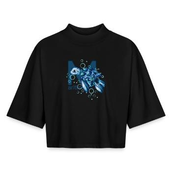 Maritime Turtle - Boxy Women's Recycled 1/2 Sleeved T-Shirt by Stanley/Stella - black - Front - AI Model Female 172 light (172cm)