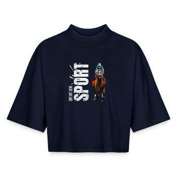 Eins mit dem Sport - Reiten - Boxy Frauen Recyceltes 1/2 Sleeved T-Shirt by Stanley/Stella - Navy - Vorne - AI Model Female 172 light (172cm)