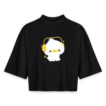 Duck with Headphones - Boxy Women's Recycled 1/2 Sleeved T-Shirt by Stanley/Stella - black - Front - AI Model Female 172 light (172cm)