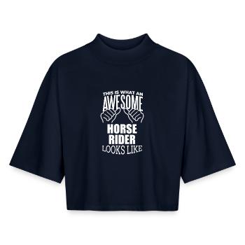 Horse Riding - Boxy Women's Recycled 1/2 Sleeved T-Shirt by Stanley/Stella - navy - Front - AI Model Female 172 light (172cm)