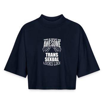 Transsexuelle - Boxy Frauen Recyceltes 1/2 Sleeved T-Shirt by Stanley/Stella - Navy - Vorne - AI Model Female 172 light (172cm)