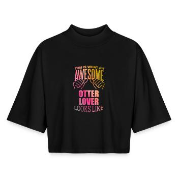 Otter - Boxy Women's Recycled 1/2 Sleeved T-Shirt by Stanley/Stella - black - Front - AI Model Female 172 light (172cm)