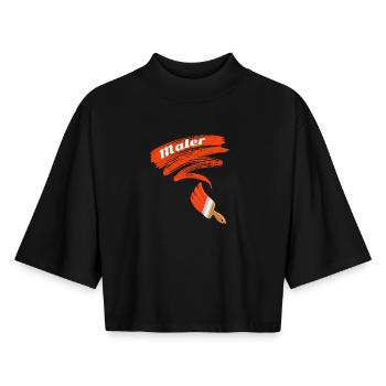 Kreativer Malpinsel Schriftzug - Boxy Frauen Recyceltes 1/2 Sleeved T-Shirt by Stanley/Stella - Schwarz - Vorne - AI Model Female 172 light (172cm)
