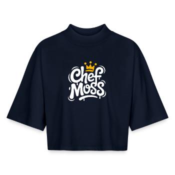 Chefmoss mit Krone – Cooles Chefin Design - Boxy Frauen Recyceltes 1/2 Sleeved T-Shirt by Stanley/Stella - Navy - Vorne - AI Model Female 172 light (172cm)