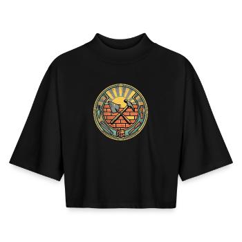 Mauerer Construction Worker Vintage - Boxy Women's Recycled 1/2 Sleeved T-Shirt by Stanley/Stella - black - Front - AI Model Female 172 light (172cm)