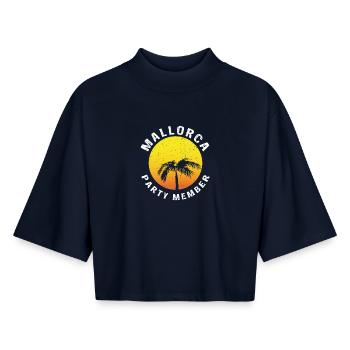 MALLORCA PARTY MEMBER - Boxy Frauen Recyceltes 1/2 Sleeved T-Shirt by Stanley/Stella - Navy - Vorne - AI Model Female 172 light (172cm)