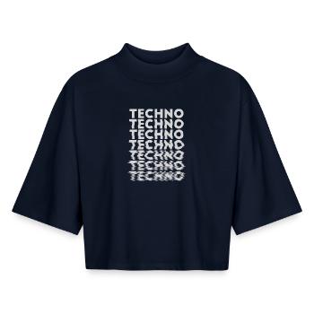 Techno art design music to raver, EDM festival - Boxy Women's Recycled 1/2 Sleeved T-Shirt by Stanley/Stella - navy - Front - AI Model Female 172 light (172cm)